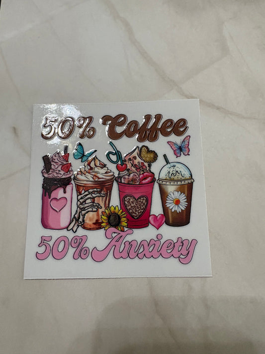 50% Coffee 50% Anxiety - Whimsical Cups