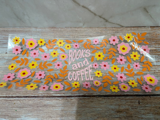 Flowered Books and Coffee - Whimsical Cups