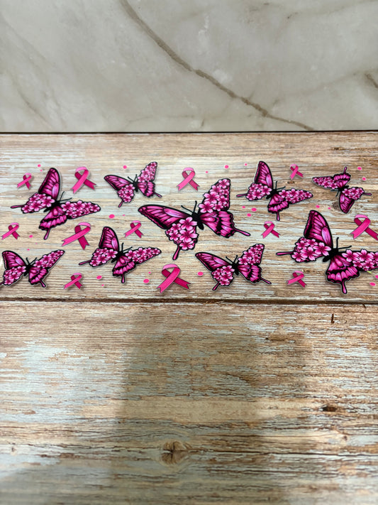 Pink Butterflies and Breast Cancer - Whimsical Cups
