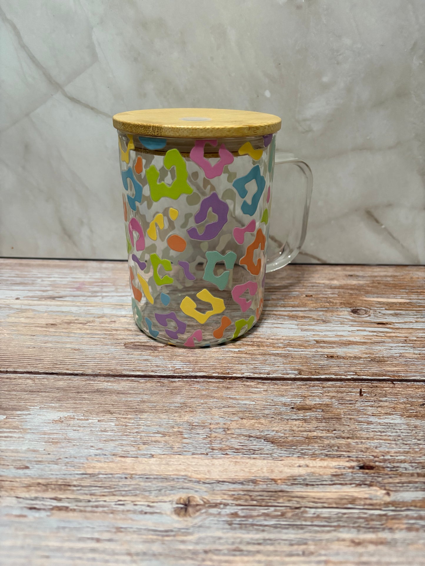 16oz Colorful Animal Print Glass Mug - Whimsical Cups