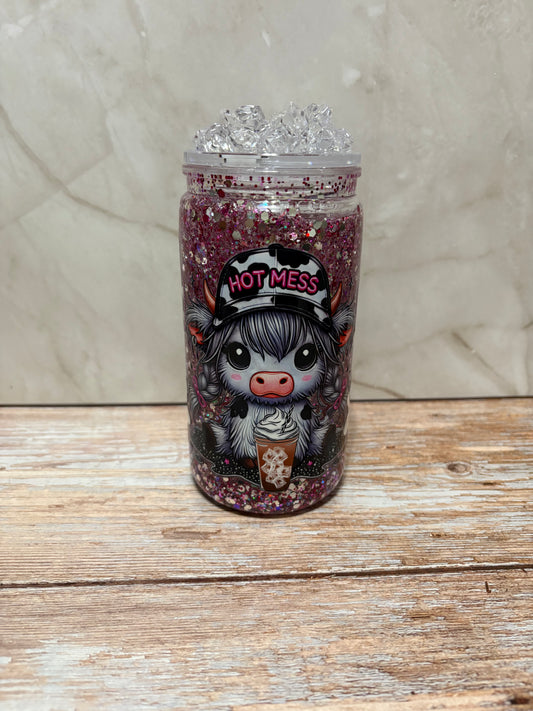 16oz Acrylic Hot Mess Cow Fast Flow Tumbler