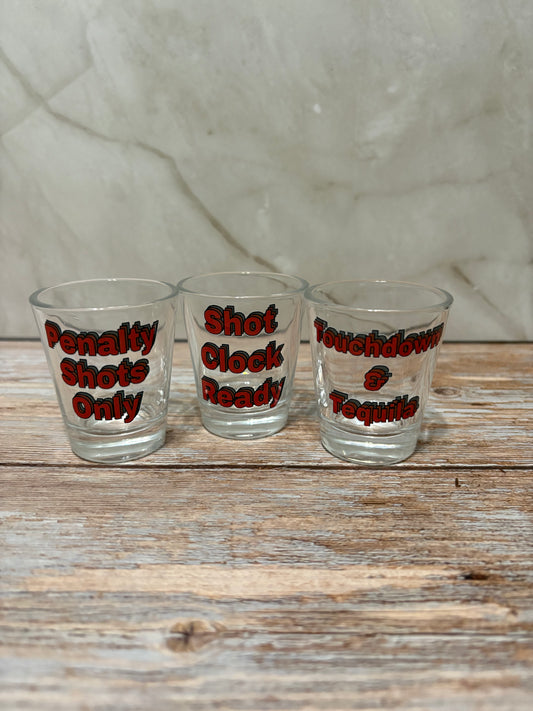 Sports Theme Set of 3 Shot Glasses