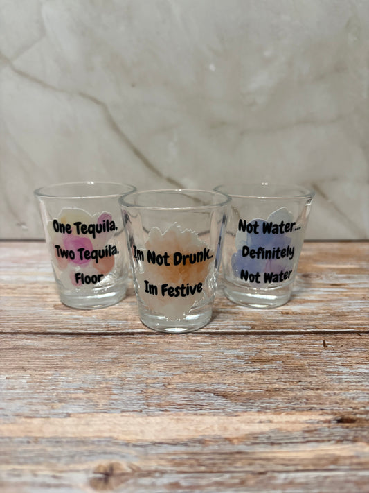 Tequila Theme Set of 3 Shot Glasses