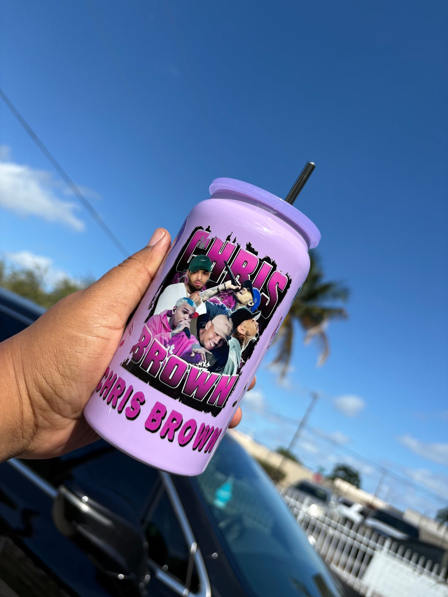 16oz Stainless Steel Tumbler w/ Stainless Steel Straw