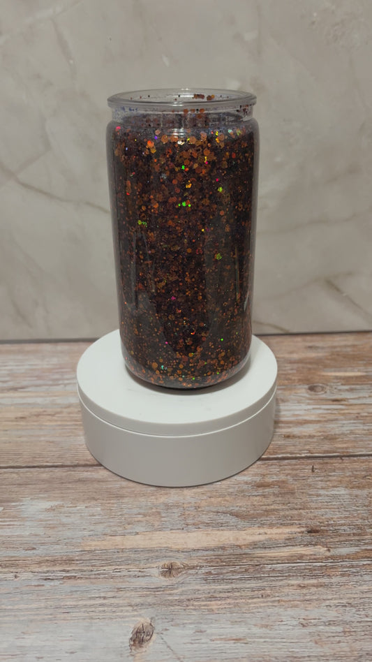 16oz Orange and Black Slow Flow Glitter Tumbler- Add a wrap of your choice to your cart